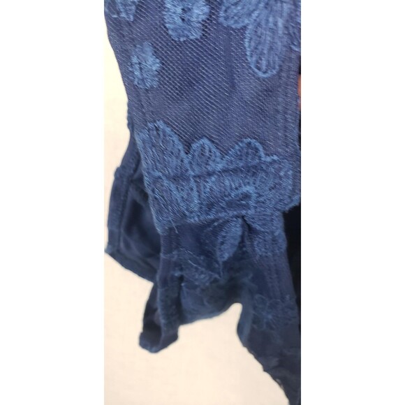 Band of Gypsies Bodysuit L Navy Blue Floral Off Shoulder Whimsigoth Ethereal - Picture 5 of 9